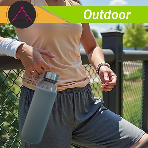 Clear Water Bottle 16 oz BPA Free Glass Drinking Bottle for Juice with Stainless Steel Lid and Neoprene Sleeve (16 ounce, Flourishing Flowers) in Saudi Arabia