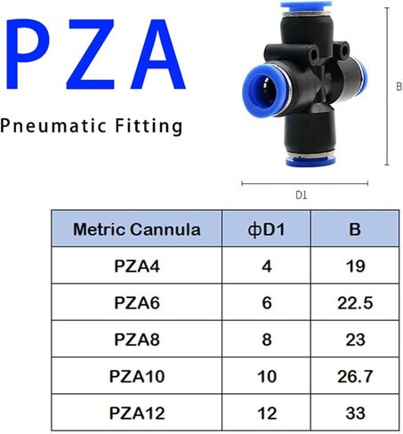 200-500 قطعة/الوحدة PZA4 PZA6 PZA8 PZA10 PZA12,4 طريقة متقاطعة أنبوب هوائي دفع في تركيبات سريعة. (PZA10 (300 قطعة)) in Kuwait