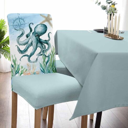 أغطية الكراسي، أغطية كراسي للكراسي البحرية الساحلية تحت عنوان الشاطئ، أغطية كراسي الأعشاب البحرية لنجم البحر المحيط، غطاء كرسي مقاوم للماء للحفلات، أغطية كراسي لغرفة الطعام، 6 أغطية مقاعد لكراسي الطعام in Kuwait