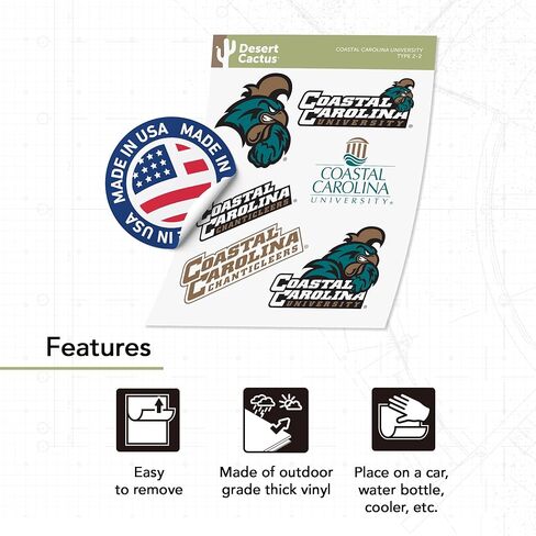 ملصق جامعة كاليفورنيا الساحلية على شكل صبار الصحراء Chanticleers CCU شارات الفينيل زجاجة مياه للكمبيوتر المحمول للسيارة T2 (النوع 2-2) in Saudi Arabia