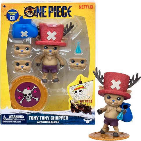 One Piece Tony Tony Chopper 4″ (10 cm) Action Figure with 6 Accessories. Includes Swappable Facial Expressions, Medical Bag, Medical Vial, and Berry Coin Display Base in Kuwait