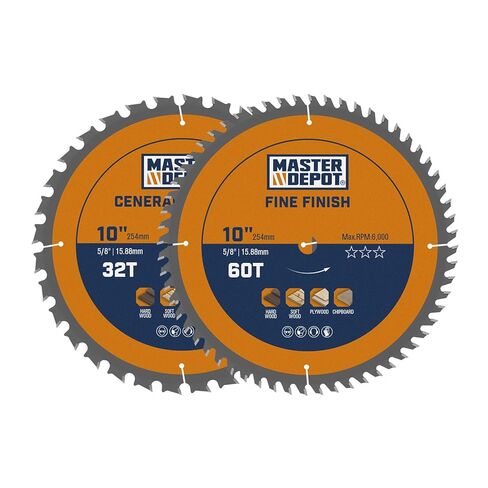 شفرة منشار للخشب، قطر 25.4 سم 60T و32T، أسنان مائلة من الكربيد، شفرة منشار طاولة للخشب الصلب والخشب اللين والخشب الرقائقي واللوح الخشبي، عبوتان in Kuwait