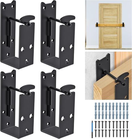 دوليبيست 2 × 4 دعامات حاجز للأبواب، دعامات شريط أمان للباب شديدة التحمل مع تصميم قفل، دعامة حامل قضيب على شكل حرف U تناسب 2 × 4 خشب للمنزل، المرآب، بوابة لتعزيز باب الأمان، قطعتان in Saudi Arabia