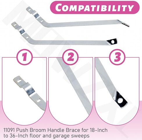11091 Push Broom Handle Brace L & R, for 18" Through 36" Floor and Garage Sweeps, Easy Installation in Kuwait