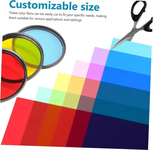 12 Pcs Color Correction Gel Filter Film Sheets for Lighting PVC Diffuser Gels Classroom and Studio Light Dimming Filters Suitable for Photography and Video in Saudi Arabia