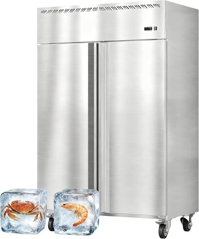 48" Commercial Upright Freezer, 36 Cu.Ft Reach-in Stainless Steel Freezer with 6 Adjustable Shelves, 680W Compressor, -8°F–0°F Digital Control, Auto Defrost for Restaurant Meat Ice Cream in Saudi Arabia