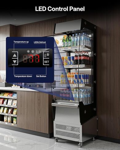 ثلاجة عرض تجارية Uptreman 7.8 قدم مكعب. مبرد تجاري بسعة 220 لترًا مزودًا بإضاءة LED، وأرفف قابلة للتعديل، وباب زجاجي، ومدرج في قائمة ETL NSF، للمطاعم، ومتجر الفاكهة، والسوبر ماركت (OA78) in Kuwait