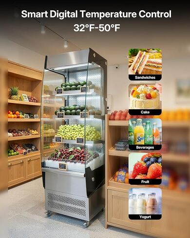 ثلاجة عرض تجارية Uptreman 7.8 قدم مكعب. مبرد تجاري بسعة 220 لترًا مزودًا بإضاءة LED، وأرفف قابلة للتعديل، وباب زجاجي، ومدرج في قائمة ETL NSF، للمطاعم، ومتجر الفاكهة، والسوبر ماركت (OA78) in Kuwait