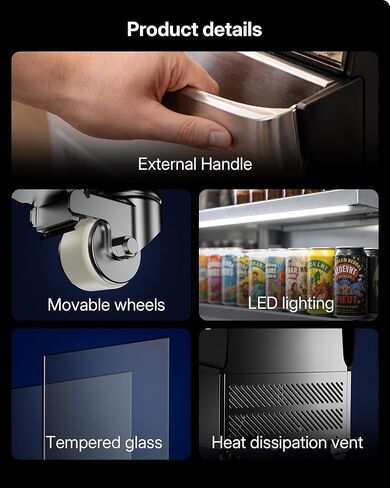 ثلاجة عرض تجارية Uptreman 7.8 قدم مكعب. مبرد تجاري بسعة 220 لترًا مزودًا بإضاءة LED، وأرفف قابلة للتعديل، وباب زجاجي، ومدرج في قائمة ETL NSF، للمطاعم، ومتجر الفاكهة، والسوبر ماركت (OA78) in Kuwait