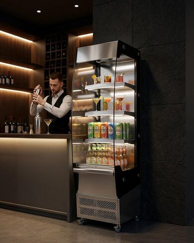 ثلاجة عرض تجارية Uptreman 7.8 قدم مكعب. مبرد تجاري بسعة 220 لترًا مزودًا بإضاءة LED، وأرفف قابلة للتعديل، وباب زجاجي، ومدرج في قائمة ETL NSF، للمطاعم، ومتجر الفاكهة، والسوبر ماركت (OA78) in Kuwait