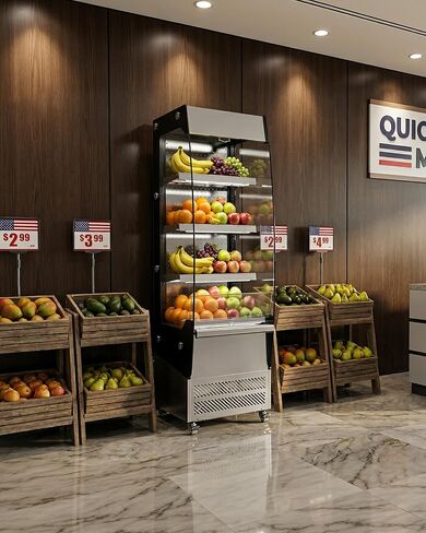 ثلاجة عرض تجارية Uptreman 7.8 قدم مكعب. مبرد تجاري بسعة 220 لترًا مزودًا بإضاءة LED، وأرفف قابلة للتعديل، وباب زجاجي، ومدرج في قائمة ETL NSF، للمطاعم، ومتجر الفاكهة، والسوبر ماركت (OA78) in Kuwait