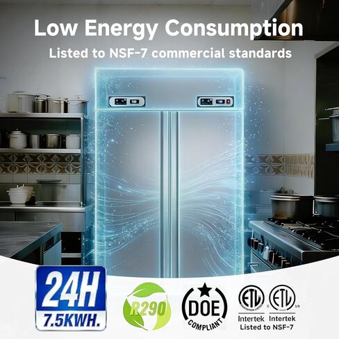 VEECOOL Commercial Refrigerator Freezer Combo WiFi Enabled with Smart App Control, 48" W 36 Cu.Ft Dual Temperature Stainless Steel Upright Fridge and Freezer Combo for Restaurant, Garage, Kitchen in Saudi Arabia