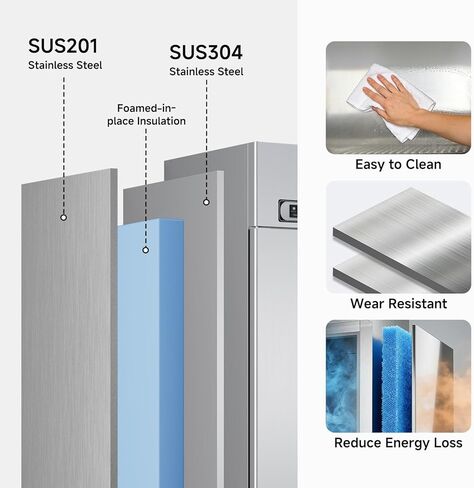 VEECOOL Commercial Refrigerator Freezer Combo WiFi Enabled with Smart App Control, 48" W 36 Cu.Ft Dual Temperature Stainless Steel Upright Fridge and Freezer Combo for Restaurant, Garage, Kitchen in Saudi Arabia