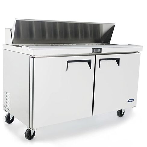 Atosa MSF8303GR 60" Sandwich & Salad Prep Table Refrigerator for Restaurant Hotel Deli Cafeteria | 2-Door 2-Shelf, 10" Cutting Board, 16 (1/6 Size) Pans, 17.2 Cu Ft Capacity | Stainless Steel, 115v in Saudi Arabia