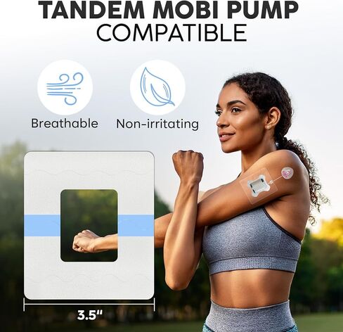 Adamson 30 Pack Tandem Mobi Adhesive Sleeve Patches – Waterproof, Transparent & Breathable Overpatches for Tandem Mobi Pump | Latex-Free Skin Adhesive for Pump in Kuwait