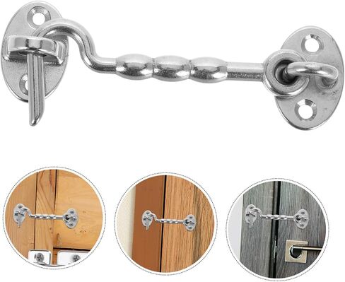 BESTonZON 316 Stainless Steel Hook and Eye Latch for Doors and Windows Heavy Duty Door Lock with Mounting Screws Windproof Hook for Garden Gates and RVs in Saudi Arabia