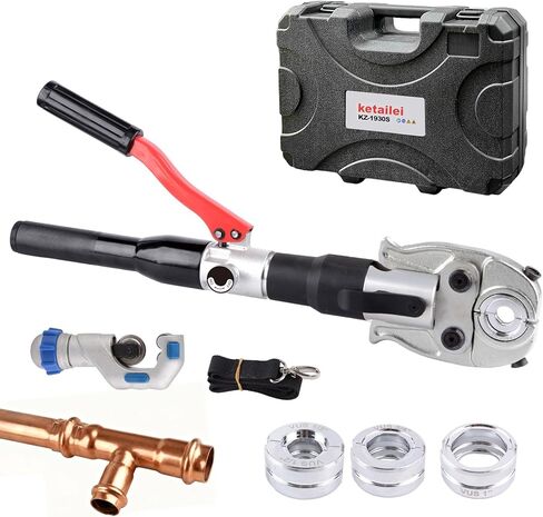 أداة تجعيد الأنابيب الهيدروليكية | تخفيف الضغط التلقائي بقدرة 65 ميجا باسكال | فك 1/2 بوصة، 3/4 بوصة، 1 بوصة لتركيبات الأنابيب النحاسية | كماشة مكشكشة مع قاطع الأنابيب (KZ-1930S) in Kuwait