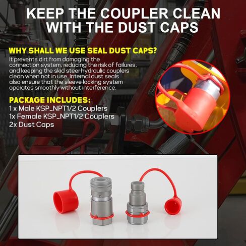 1/2 "NPT مقرنة هيدروليكية توصيل سريع وجه مسطح تركيبات الموصلات متوافقة مع Bobcat Skid Steer (ISO 16028) in Kuwait
