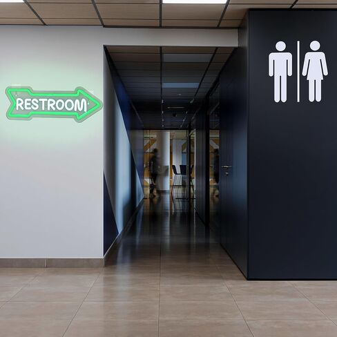 Looklight Restroom Arrow Neon Sign for Wall Decoration Right Arrow LED Light Sign Decor White and Green for Bathroom Hotels,Bars, Hospitals, Homes and Other Places with Toilets in Saudi Arabia