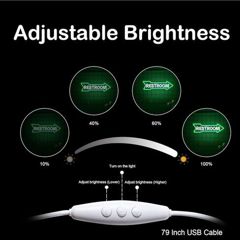 Looklight Restroom Arrow Neon Sign for Wall Decoration Right Arrow LED Light Sign Decor White and Green for Bathroom Hotels,Bars, Hospitals, Homes and Other Places with Toilets in Saudi Arabia