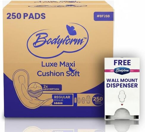 Regular Maxi Feminine Pads (Individually Wrapped) Bulk Packaging - 288 Pads with Adhesive Strip (Ideal for Homeless Shelters, Hospitals, Refugee Camps & Institution Donations) #BF288 in Saudi Arabia