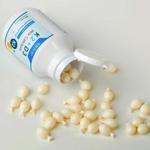 Calcium Supplement 800mg with Vitamin D3 1000 IU & K2 45mcg, Milk Calcium for Bone Density & Joint Support, Non-GMO Gluten Free, 90 Easy-Absorb Softgels for Adults in Saudi Arabia