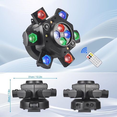 مصابيح دي جي برأس متحرك، مصباح مسرح LED Rualin 150 وات 4 في 1 مع شعاع أذرع RGBW 6، ضوء عين النحل، نجمة حمراء خضراء وستروب كهرمان أبيض، جهاز تحكم عن بعد وDMX لإضاءة مسرح DJ لحفلات الديسكو in Kuwait