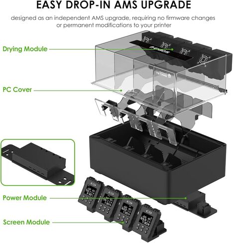 【EIBOS Official】 مجفف خيوط الطابعة ثلاثية الأبعاد Tetras، ترقية سخان AMS لمختبر Bambu Lab AMS، جاف أثناء الطباعة، غرف مستقلة ذات 4 بكرات، صندوق تخزين مختوم تلقائيًا، موفر للطاقة، للنايلون، PLA، PETG in Kuwait
