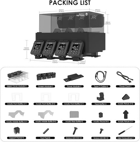 【EIBOS Official】 مجفف خيوط الطابعة ثلاثية الأبعاد Tetras، ترقية سخان AMS لمختبر Bambu Lab AMS، جاف أثناء الطباعة، غرف مستقلة ذات 4 بكرات، صندوق تخزين مختوم تلقائيًا، موفر للطاقة، للنايلون، PLA، PETG in Kuwait