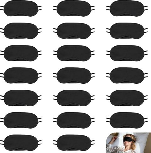 عبوة من 20 قناع نوم معصوب العينين لألعاب الحفلات والسفر وفريق النوم ومستلزمات الحفلات - أغطية العين للنوم مع حزام قابل للتعديل - أقنعة نوم للنساء والرجال والأطفال، أسود in Kuwait