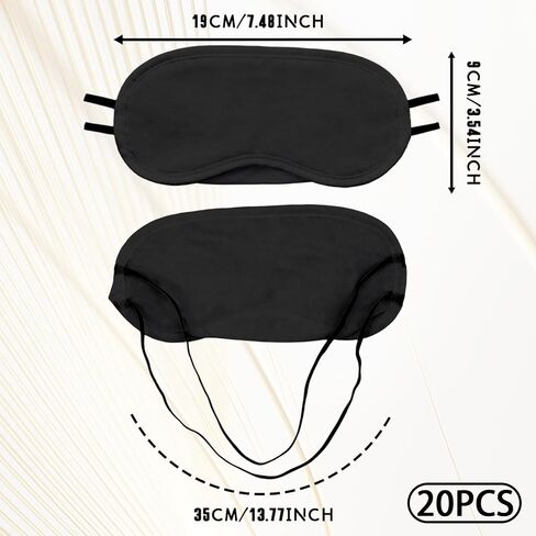 عبوة من 20 قناع نوم معصوب العينين لألعاب الحفلات والسفر وفريق النوم ومستلزمات الحفلات - أغطية العين للنوم مع حزام قابل للتعديل - أقنعة نوم للنساء والرجال والأطفال، أسود in Kuwait