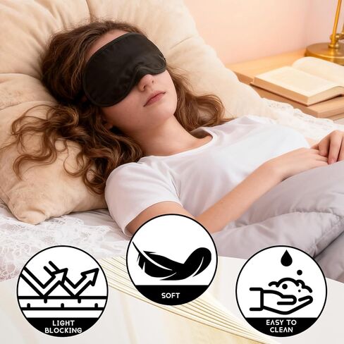 عبوة من 20 قناع نوم معصوب العينين لألعاب الحفلات والسفر وفريق النوم ومستلزمات الحفلات - أغطية العين للنوم مع حزام قابل للتعديل - أقنعة نوم للنساء والرجال والأطفال، أسود in Kuwait