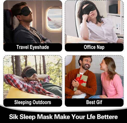 21 قطعة من أقنعة العين الحريرية القابلة للتعديل للنوم، معصوب العينين باللون الأسود مع مشبك منزلق للسفر والراحة الليلية، للرجال والنساء، ملحقات نوم مريحة تحجب الضوء (8.07 × 3.74 بوصة) in Kuwait