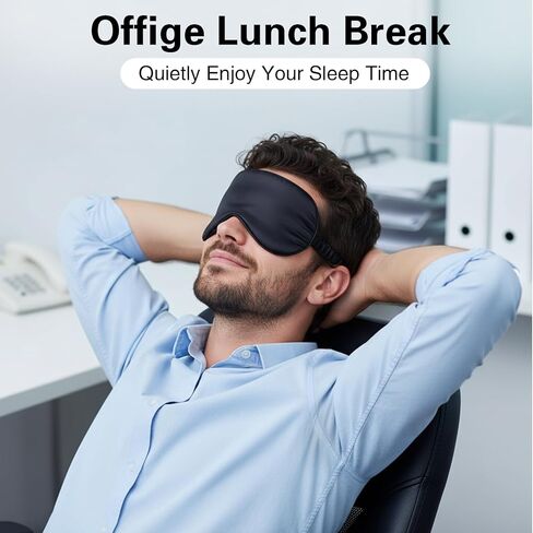 21 قطعة من أقنعة العين الحريرية القابلة للتعديل للنوم، معصوب العينين باللون الأسود مع مشبك منزلق للسفر والراحة الليلية، للرجال والنساء، ملحقات نوم مريحة تحجب الضوء (8.07 × 3.74 بوصة) in Kuwait