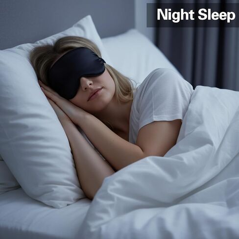 21 قطعة من أقنعة العين الحريرية القابلة للتعديل للنوم، معصوب العينين باللون الأسود مع مشبك منزلق للسفر والراحة الليلية، للرجال والنساء، ملحقات نوم مريحة تحجب الضوء (8.07 × 3.74 بوصة) in Kuwait