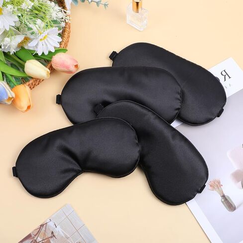 21 قطعة من أقنعة العين الحريرية القابلة للتعديل للنوم، معصوب العينين باللون الأسود مع مشبك منزلق للسفر والراحة الليلية، للرجال والنساء، ملحقات نوم مريحة تحجب الضوء (8.07 × 3.74 بوصة) in Kuwait