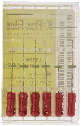 15306 Endo Hand K-Flex File, 0.02 mm Taper, 21 mm Length, Stainless Steel, 25 Tip Size, Red (Pack of 6) in Saudi Arabia