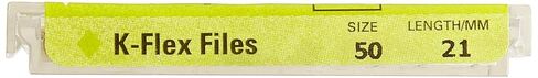 15326 Endo Hand K-Flex File, 0.02mm Taper, 21mm Length, Stainless Steel, 50 Tip Size, Yellow, Pack of 6 in Saudi Arabia