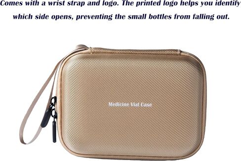 حافظة حامل قوارير طبية صفراء للثلاجة، تناسب قوارير من 1 مل إلى 10 مل لتخزين الببتيد والأنسولين وGLP-1، حامل 20 قارورة، مع حزام يد وشعار in Kuwait