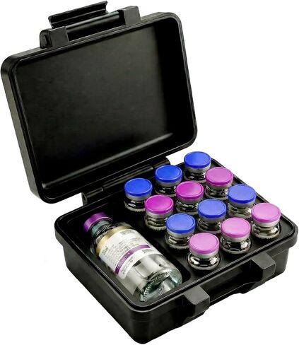 Peptide Case for Fridge & Travel - Integrated Insulin Vial Holder Case, 12 Slots for 3ml Vials + 1 Slot for 30ml Vial, Precise Fit Peptide Storage Organizer for Home, Lab & Fitness in Saudi Arabia