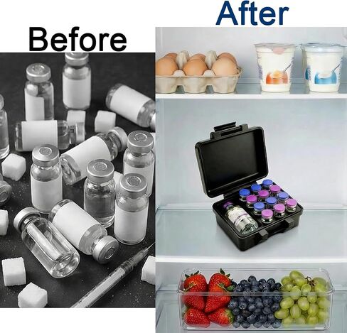 Peptide Case for Fridge & Travel - Integrated Insulin Vial Holder Case, 12 Slots for 3ml Vials + 1 Slot for 30ml Vial, Precise Fit Peptide Storage Organizer for Home, Lab & Fitness in Saudi Arabia