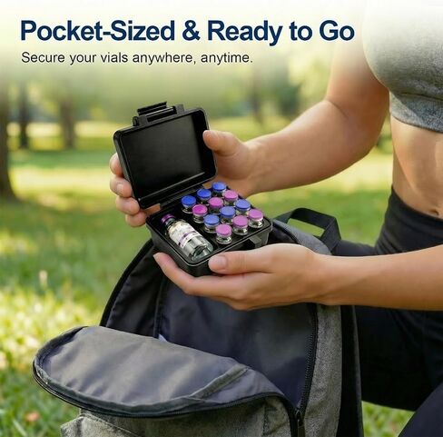 Peptide Case for Fridge & Travel - Integrated Insulin Vial Holder Case, 12 Slots for 3ml Vials + 1 Slot for 30ml Vial, Precise Fit Peptide Storage Organizer for Home, Lab & Fitness in Saudi Arabia