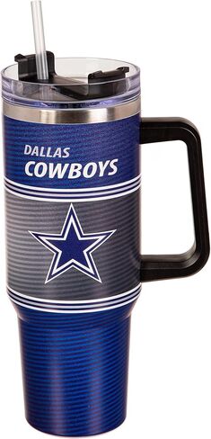 NFL Dallas Cowboys Stainless Steel Tumbler with Handle and Straw, 40oz Double Wall Insulated Cup with Lid, BPA-Free Water Bottle, Officially Licensed Football Travel Mug for coffee, tea in Saudi Arabia