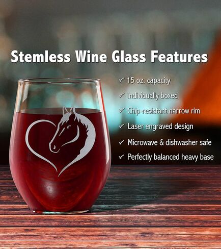 تعزيز وما بعد القلب تصميم الحصان الحب ركوب الخيل مزرعة مزرعة لمحبي الحيوانات زجاج النبيذ Stemless in Kuwait