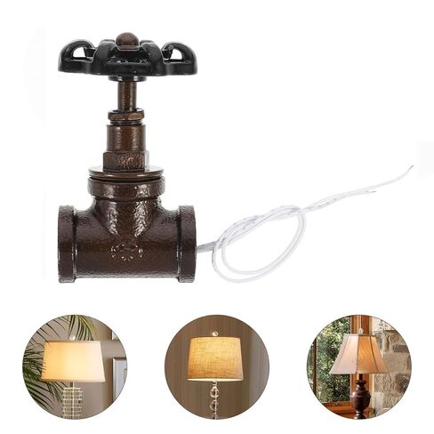 TIDTALEO Vintage Steampunk Style Stop Valve Switch with Wire Dark Finish Toggle Control for Home Lighting Simple Installation Material Replacement for Vintage Lamps in Saudi Arabia