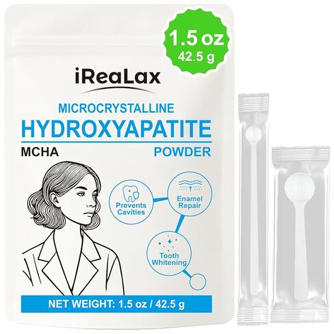 مسحوق هيدروكسيباتيت دقيق التبلور النقي 1.5 أونصة (42.5 جم) | مسحوق هيدروكسيباتيت مايكرو غير نانو MCHA للأسنان | معجون أسنان DIY، مسحوق أسنان DIY، تبييض الأسنان وصناعة الصابون in Kuwait