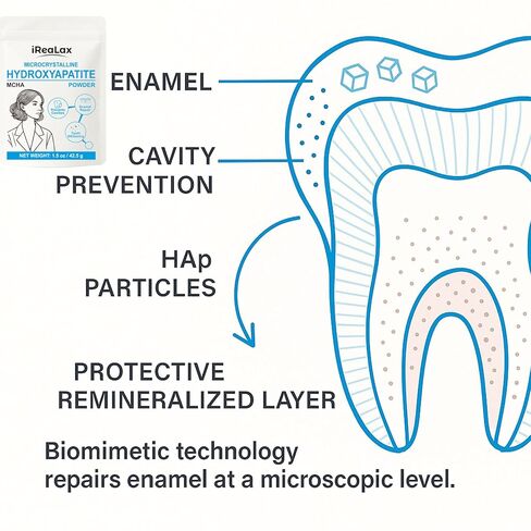 مسحوق هيدروكسيباتيت دقيق التبلور النقي 1.5 أونصة (42.5 جم) | مسحوق هيدروكسيباتيت مايكرو غير نانو MCHA للأسنان | معجون أسنان DIY، مسحوق أسنان DIY، تبييض الأسنان وصناعة الصابون in Kuwait