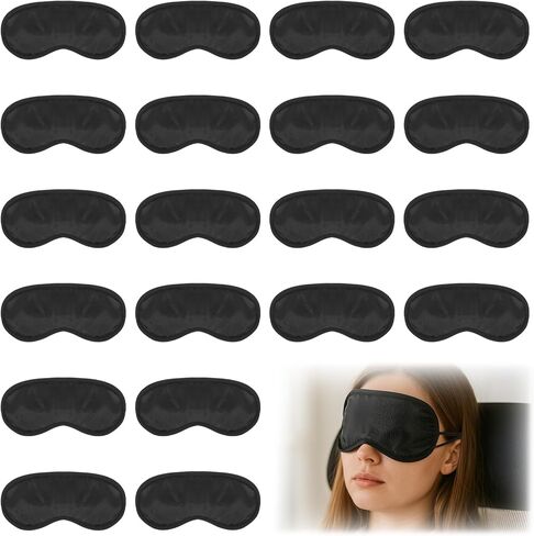 20 Pcs Sleep Masks Bulk Blindfolds for Team Building Party Games Blackout Sleep Mask with Adjustable Strap Black Comfortable Travel Sleeping Eye Covers for Women Men in Saudi Arabia