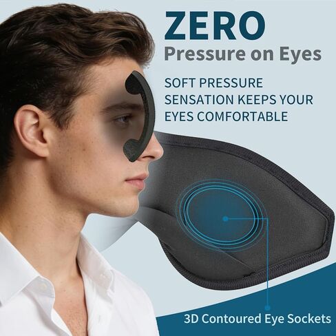 3D Contoured Sleep Eye Mask, Full Blackout Eye Mask, Breathable Eye Mask, Skin-Friendly Eye Cover, Side Sleeper Eye Mask, Portable Travel Mask in Saudi Arabia