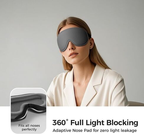 pack all Light Blocking Sleep Mask for Men and Women, 3D Eye Mask for Pressure-Free Sleep, Soft Sleeping Eye Cover with Adjustable Elastic Strap, Grey in Saudi Arabia